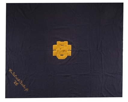 Very Large 1926 Notre Dame Player Letterman Blanket 
